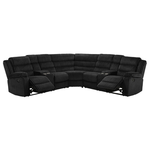 English Elm Kendra Corduroy Reclining Sectional with Channel Tufting and Dual Storage Consoles B062S01921