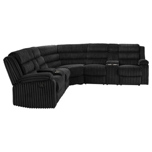 English Elm Kendra Corduroy Reclining Sectional with Channel Tufting and Dual Storage Consoles B062S01921