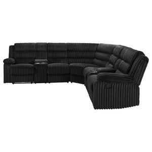 English Elm Kendra Corduroy Reclining Sectional with Channel Tufting and Dual Storage Consoles B062S01921