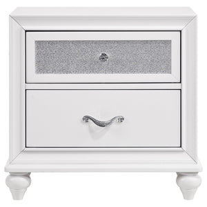English Elm Randall White Velvet Wingback Eastern King Bedroom Set with Crystal Tufting Glam Acrylic B062S01922