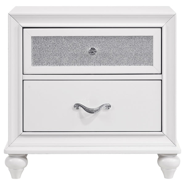 English Elm Randall White Velvet Wingback Eastern King Bedroom Set with Crystal Tufting Glam Acrylic B062S01922