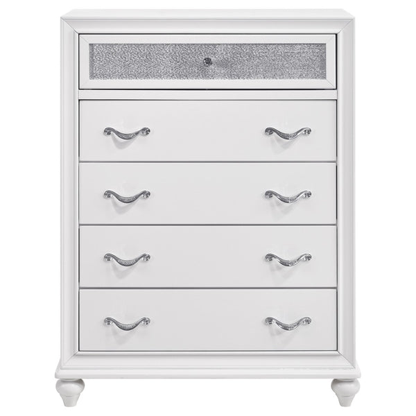English Elm Randall White Velvet Wingback King Bedroom Set with Crystal Tufting and Glam Acrylic Panels B062S01923