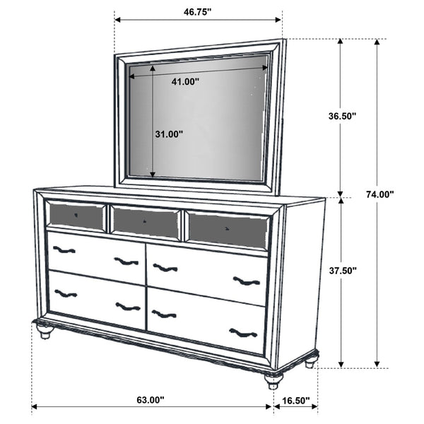 English Elm Randall Glam Dresser with Mirror Set Acrylic Fronts Crystal Knobs White Finish B062S01924