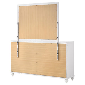 English Elm Randall Glam Dresser with Mirror Set Acrylic Fronts Crystal Knobs White Finish B062S01924