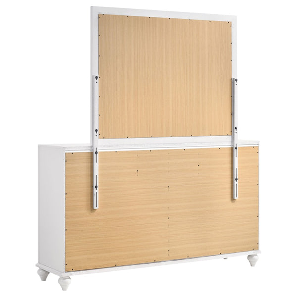 English Elm Randall Glam Dresser with Mirror Set Acrylic Fronts Crystal Knobs White Finish B062S01924
