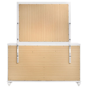 English Elm Randall Glam Dresser with Mirror Set Acrylic Fronts Crystal Knobs White Finish B062S01924