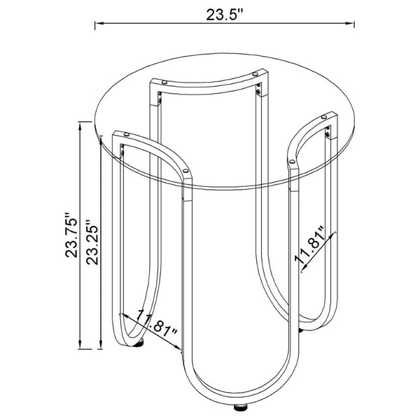English Elm Dutton Tempered Glass and Chrome 3 Piece Round Living Room Coffee Table Set B062S01927