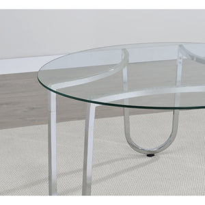 English Elm Dutton Tempered Glass and Chrome 3 Piece Round Living Room Coffee Table Set B062S01927