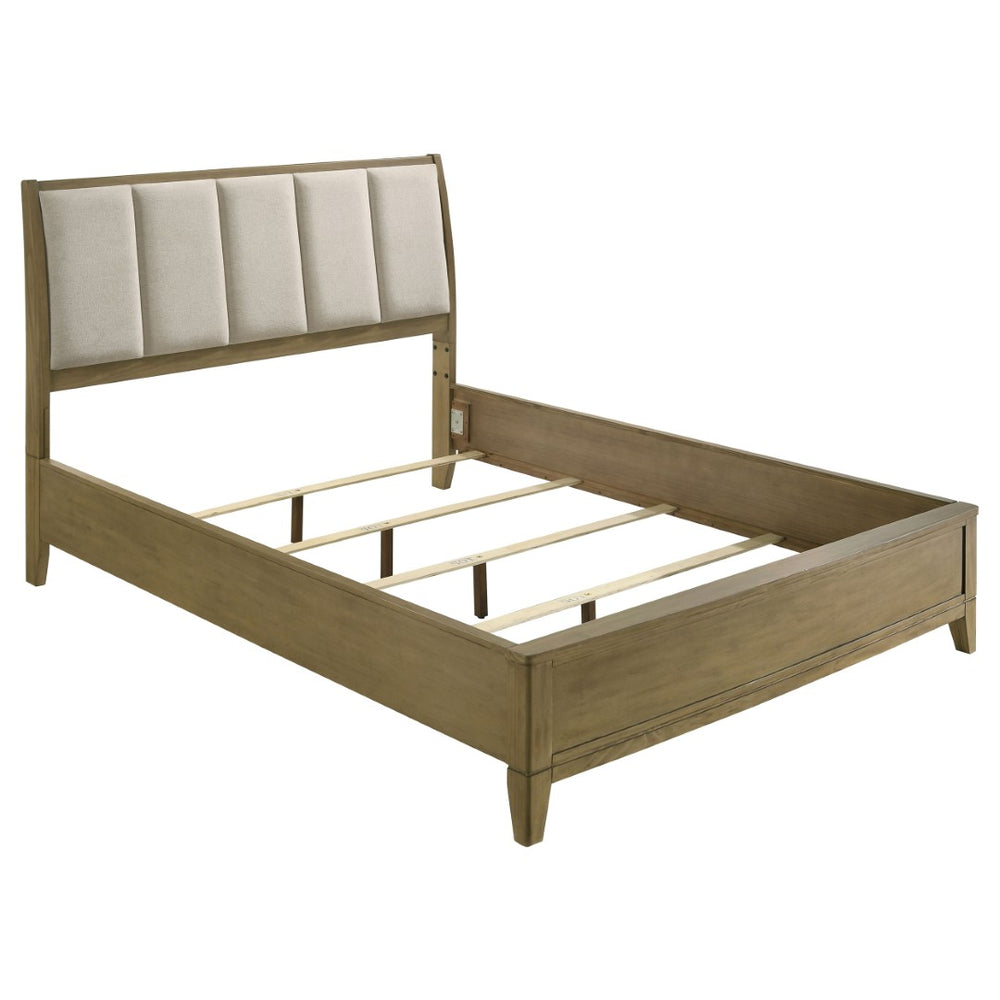 English Elm Menlo Queen Panel Bed with Channel Tufted Headboard in Natural Pine Transitional Frame B062S01935