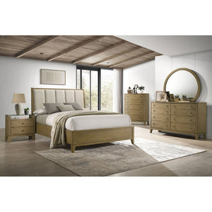 English Elm Menlo Queen Panel Bed with Channel Tufted Headboard in Natural Pine Transitional Frame B062S01935