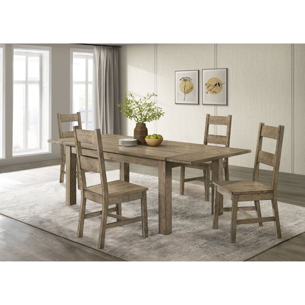 English Elm Cressley Solid Rubberwood Extendable Dining Set Seats Four Farmhouse Ladder Back B062S01936