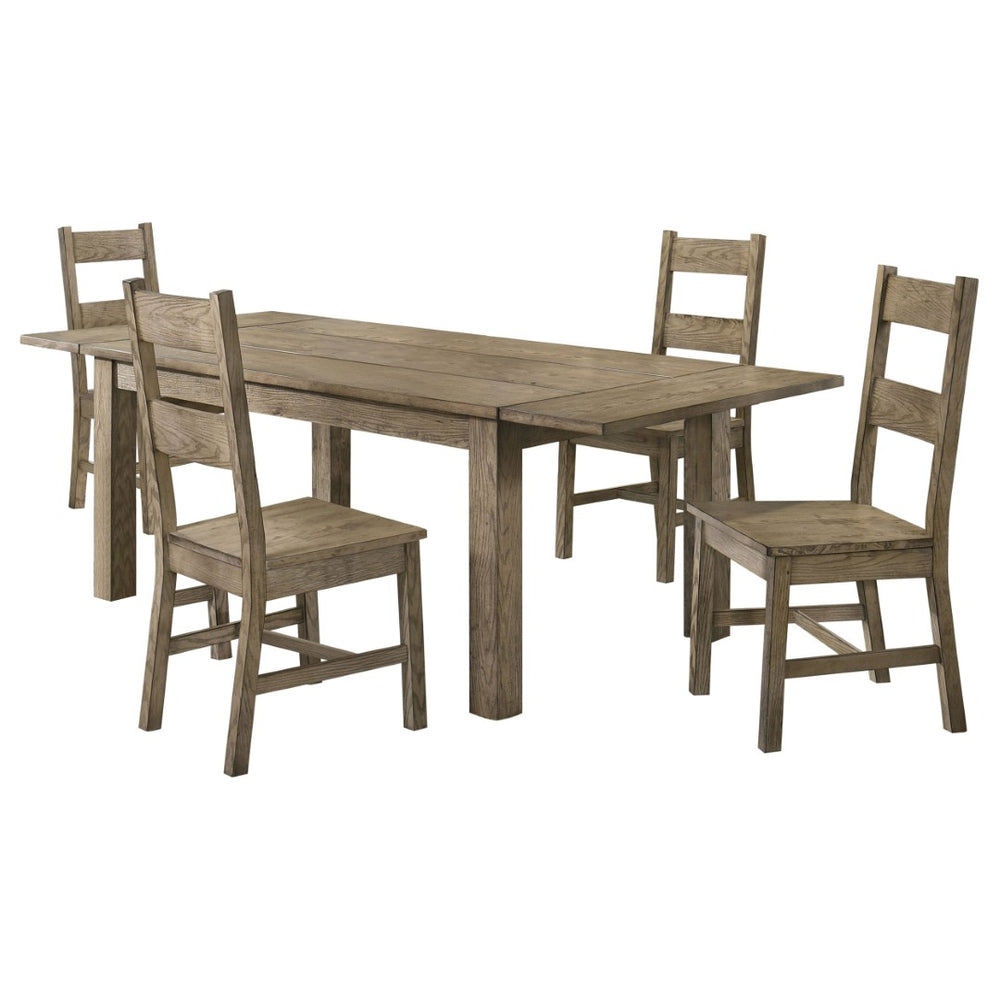 English Elm Cressley Solid Rubberwood Extendable Dining Set Seats Four Farmhouse Ladder Back B062S01936