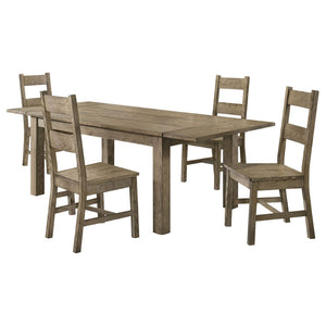 English Elm Cressley Solid Rubberwood Extendable Dining Set Seats Four Farmhouse Ladder Back B062S01936
