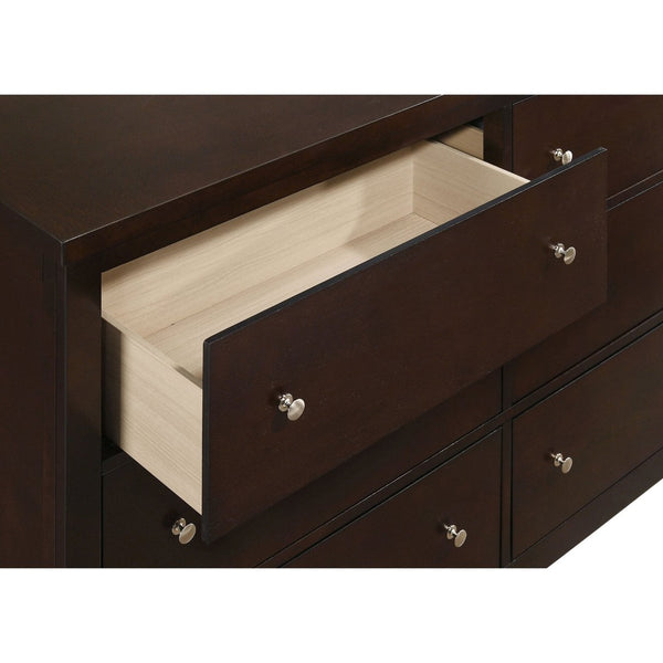English Elm Lakewood Six Drawer Dresser with Leatherette Mirror Frame Cappuccino Bedroom Storage B062S01938