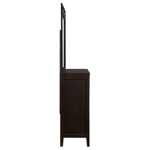English Elm Lakewood Six Drawer Dresser with Leatherette Mirror Frame Cappuccino Bedroom Storage B062S01938