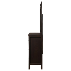 English Elm Lakewood Six Drawer Dresser with Leatherette Mirror Frame Cappuccino Bedroom Storage B062S01938