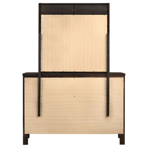 English Elm Lakewood Six Drawer Dresser with Leatherette Mirror Frame Cappuccino Bedroom Storage B062S01938