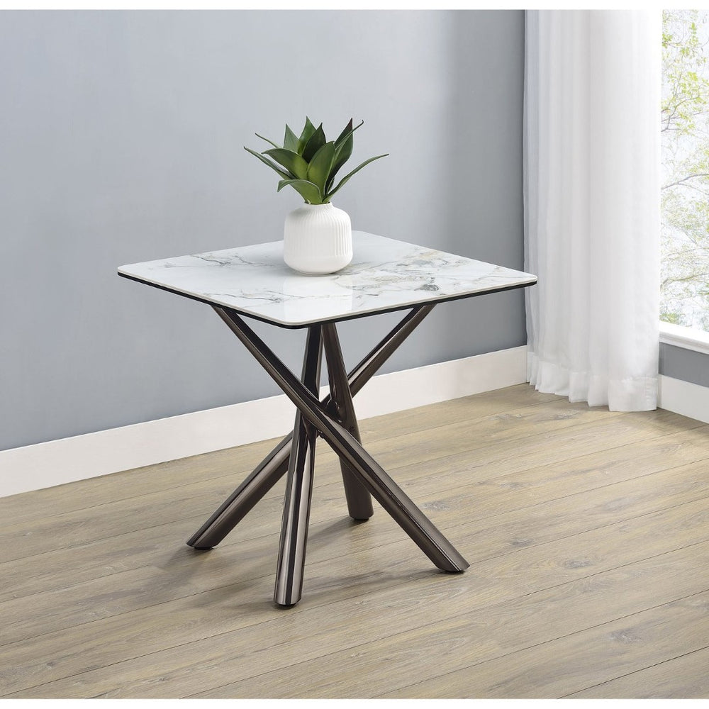 English Elm Newport Sintered Stone Angular End Table with Architectural Steel Base for Living Rooms B062S01939