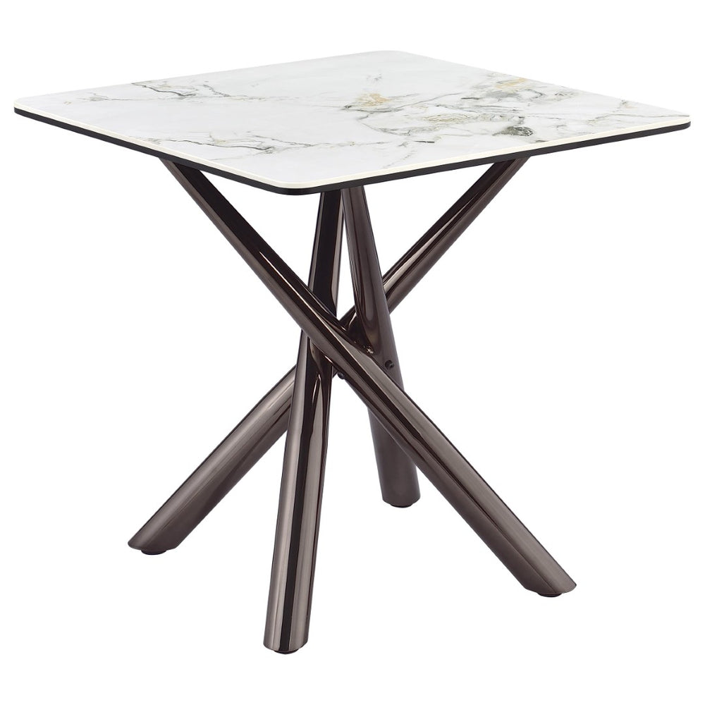 English Elm Newport Sintered Stone Angular End Table with Architectural Steel Base for Living Rooms B062S01939