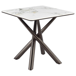 English Elm Newport Sintered Stone Angular End Table with Architectural Steel Base for Living Rooms B062S01939