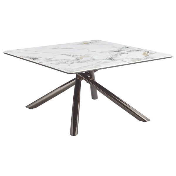 English Elm Newport Sintered Stone Square Coffee Table with Marble Look Top and Steel Base B062S01940