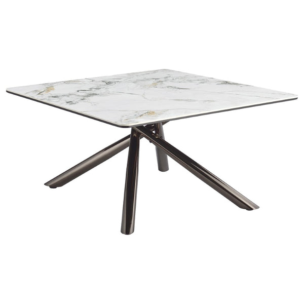 English Elm Newport Sintered Stone Square Coffee Table with Marble Look Top and Steel Base B062S01940
