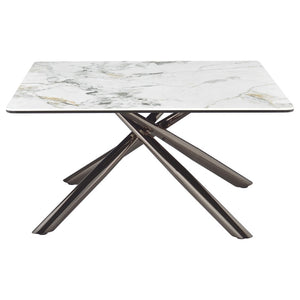 English Elm Newport Sintered Stone Square Coffee Table with Marble Look Top and Steel Base B062S01940