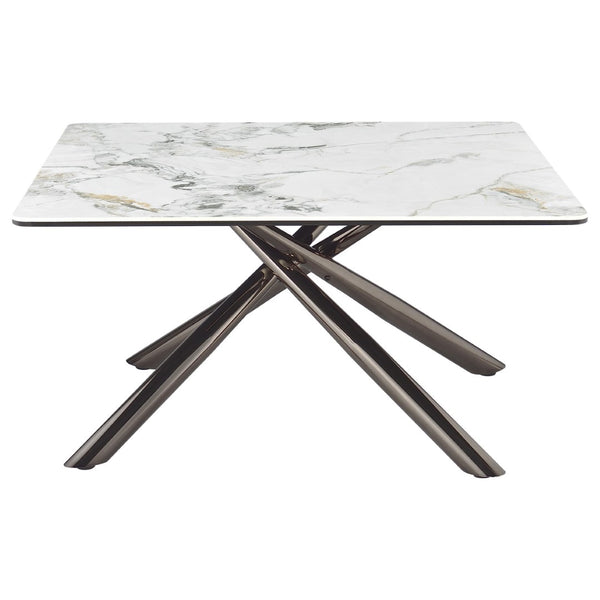 English Elm Newport Sintered Stone Square Coffee Table with Marble Look Top and Steel Base B062S01940