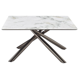 English Elm Newport Sintered Stone Square Coffee Table with Marble Look Top and Steel Base B062S01940