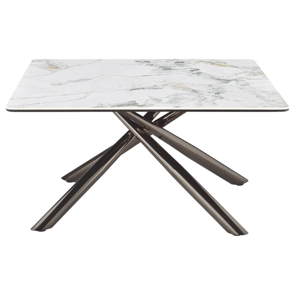 English Elm Newport Sintered Stone Square Coffee Table with Marble Look Top and Steel Base B062S01940