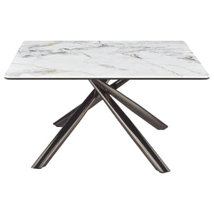 English Elm Newport Sintered Stone Square Coffee Table with Marble Look Top and Steel Base B062S01940