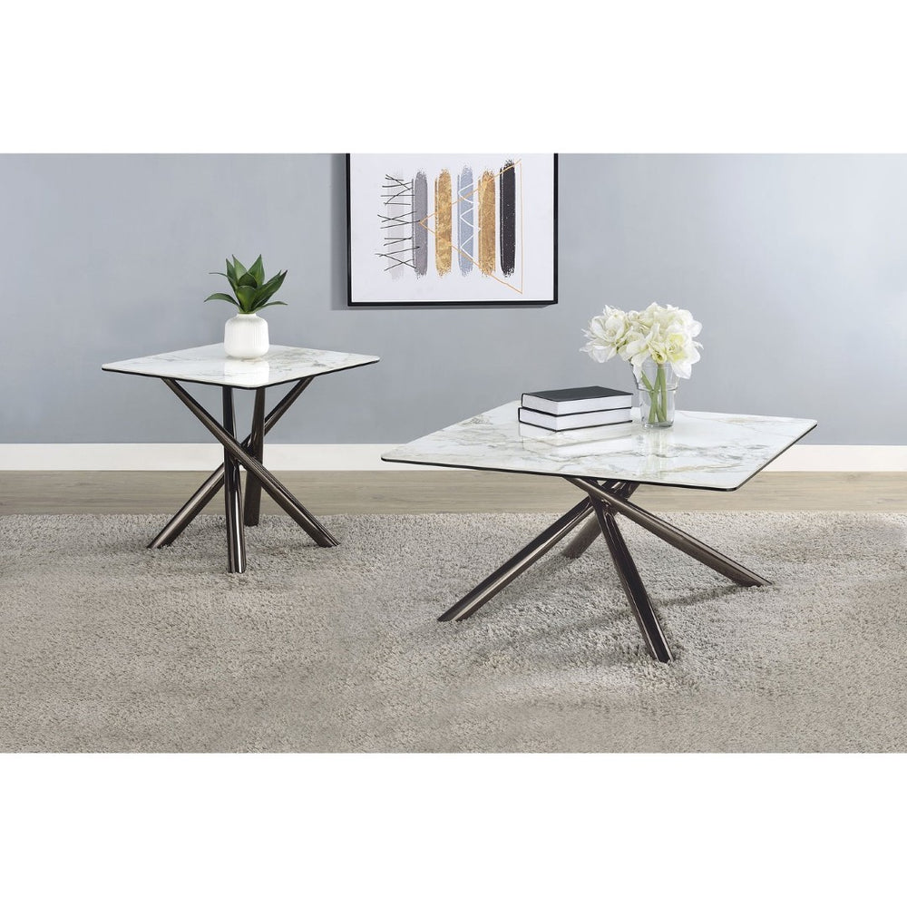 English Elm Newport Sintered Stone and Tempered Glass 2 Piece Living Room Coffee Table Set B062S01941