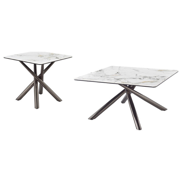 English Elm Newport Sintered Stone and Tempered Glass 2 Piece Living Room Coffee Table Set B062S01941