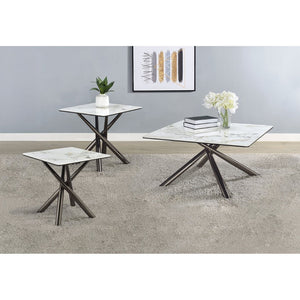 English Elm Newport Sintered Stone 3 Piece Living Room Set with Sculptural Black Nickel Bases B062S01942