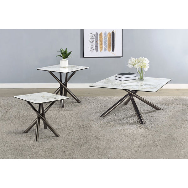 English Elm Newport Sintered Stone 3 Piece Living Room Set with Sculptural Black Nickel Bases B062S01942