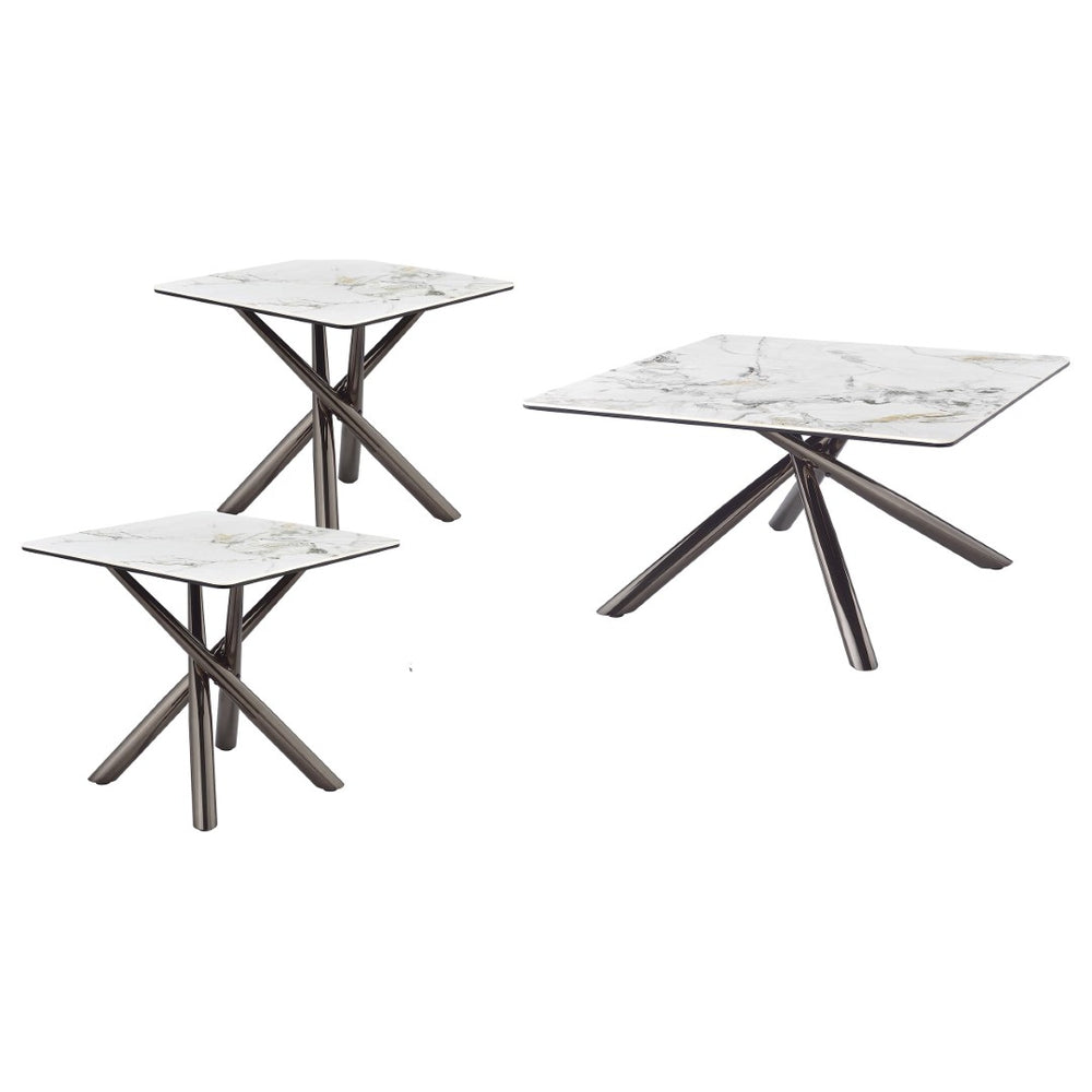 English Elm Newport Sintered Stone 3 Piece Living Room Set with Sculptural Black Nickel Bases B062S01942