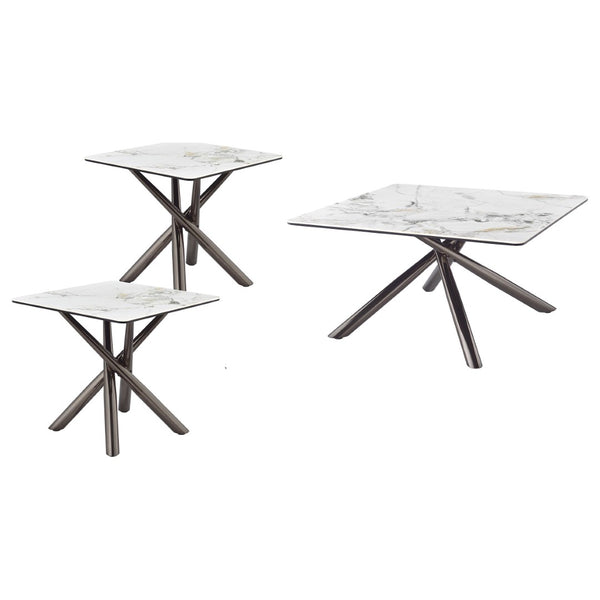 English Elm Newport Sintered Stone 3 Piece Living Room Set with Sculptural Black Nickel Bases B062S01942