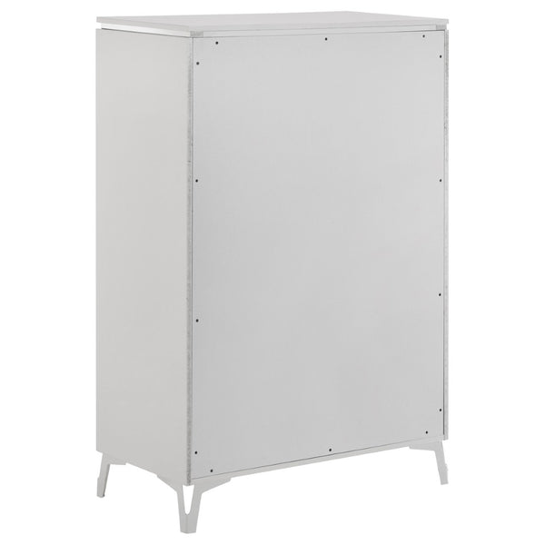 English Elm Buckley Eastern King Bedroom Set White Gloss Finish with LED Tufted Headboard B062S01949