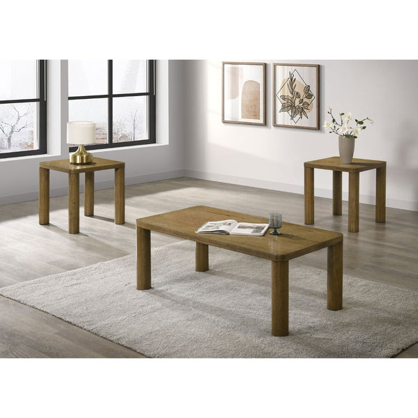 English Elm Bryant White Oak Veneer 3 Piece Living Room Table Set with Rounded Legs B062S01951