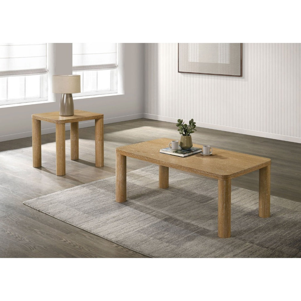 English Elm Bryant White Oak Veneer Coffee and End Table Set for Contemporary Living Rooms B062S01952