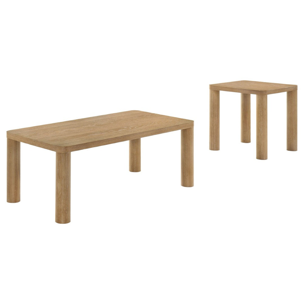English Elm Bryant White Oak Veneer Coffee and End Table Set for Contemporary Living Rooms B062S01952
