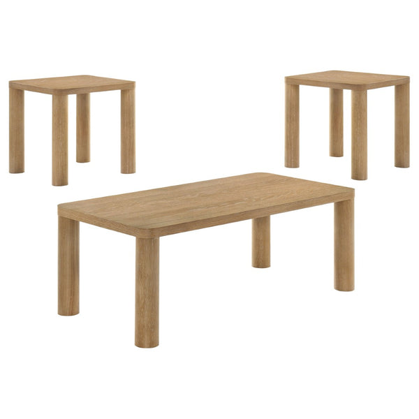English Elm Bryant Rubberwood and Oak Veneer 3 Piece Coffee Table Set for Modern Living Rooms B062S01953