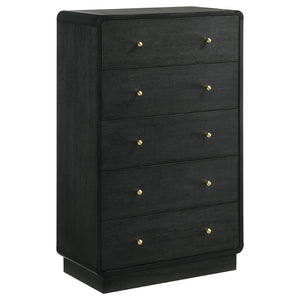 English Elm Burton Queen Bedroom Set Chenille Headboard Brass Hardware Dark Contemporary Suite B062S01955