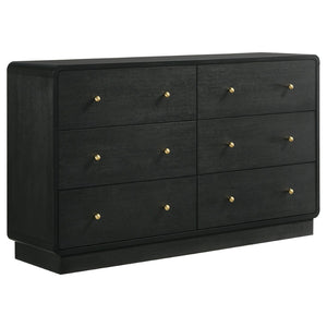English Elm Burton Eastern King Bedroom Set Chenille Headboard Brass Hardware Dark Finish B062S01957