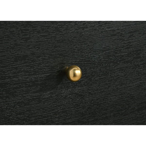 English Elm Burton Matte Black Six Drawer Dresser with Framed Mirror and Brass Knob Accents B062S01958