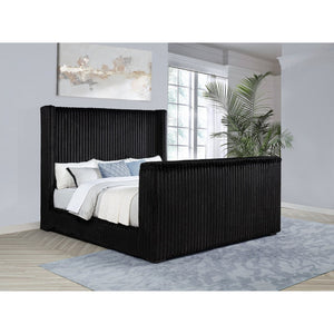 English Elm Lyman Velvet Wingback Eastern King Bed with Motorized Footboard TV Lift and Tufted Panel B062S01959