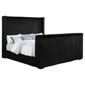 English Elm Lyman Velvet Wingback Eastern King Bed with Motorized Footboard TV Lift and Tufted Panel B062S01959
