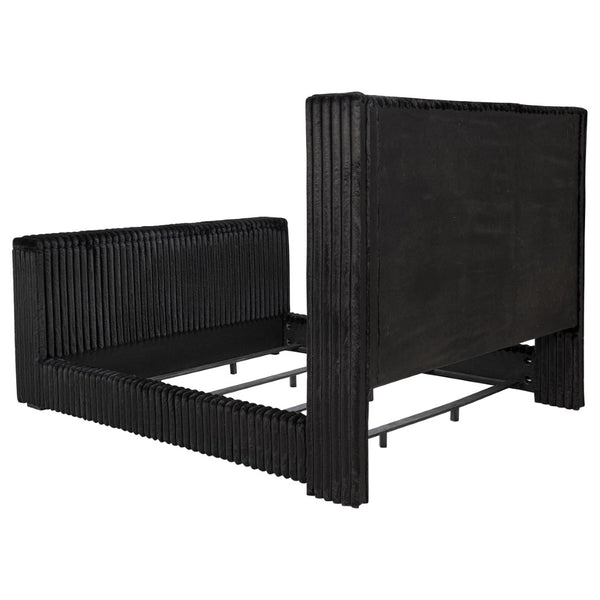 English Elm Lyman Velvet Wingback Eastern King Bed with Motorized Footboard TV Lift and Tufted Panel B062S01959