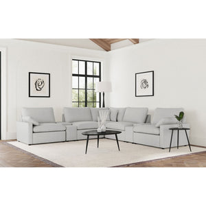 English Elm Hollander Modular Seven Piece Power Reclining Sectional in Grey Polyester Fabric B062S01961