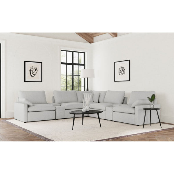 English Elm Hollander Modular Seven Piece Power Reclining Sectional in Grey Polyester Fabric B062S01961